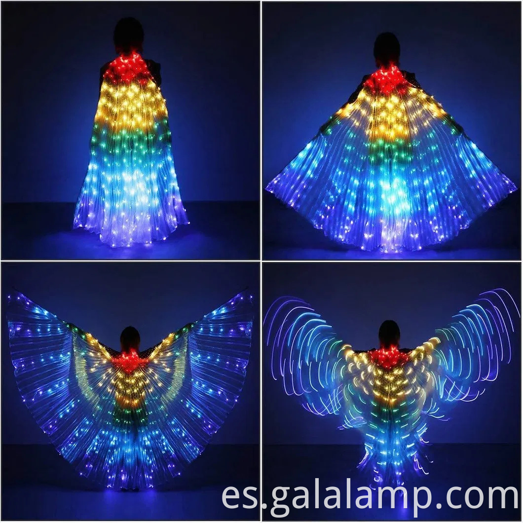 Light Up LED ISIS Wings Belly Dance Carnival Rave trajes atuendos para mujeres adultas para navidad Fiesta de Halloween